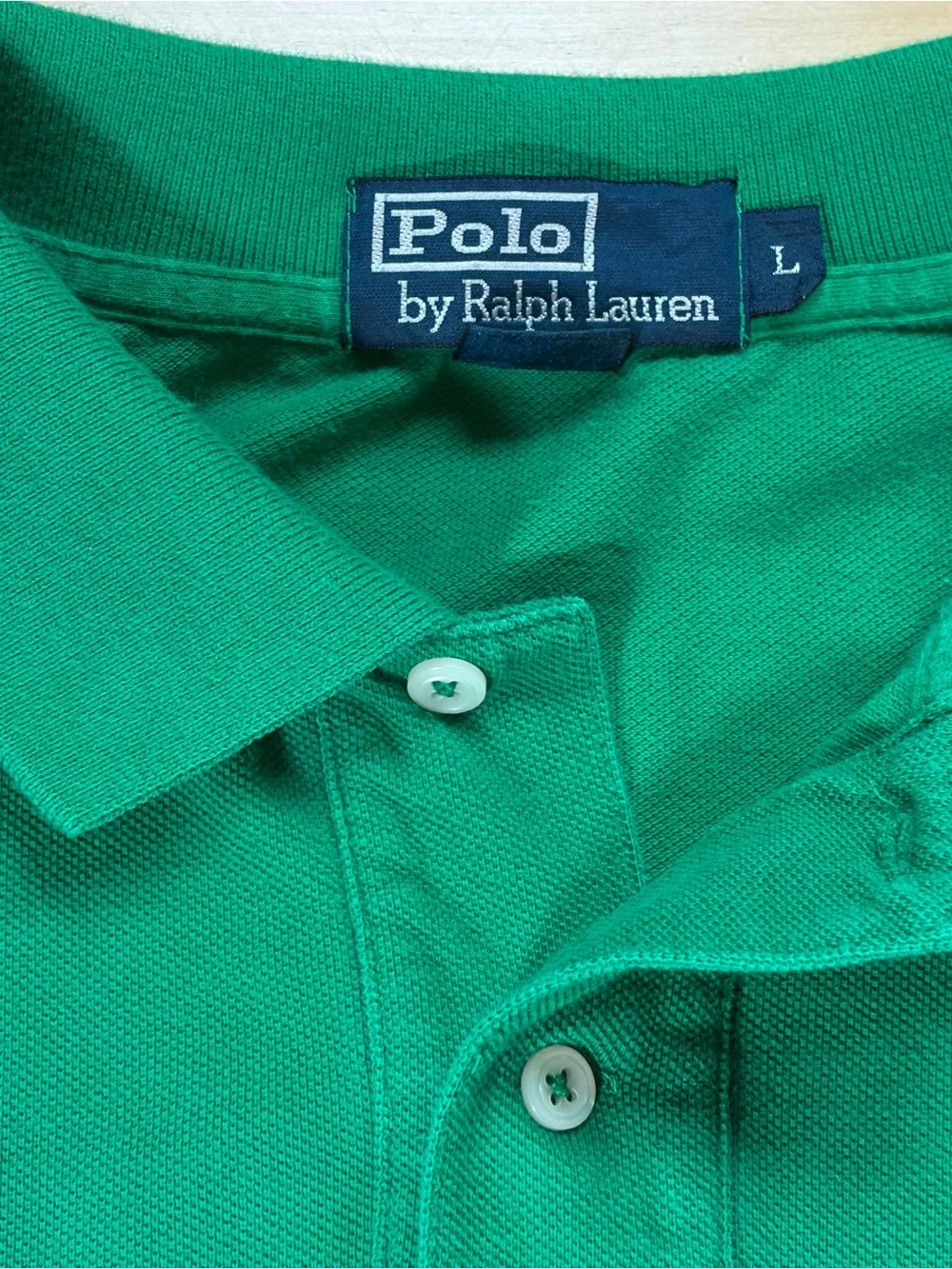 Vintage Polo Ralph Lauren Mens LARGE Green SS Pique Polo USA